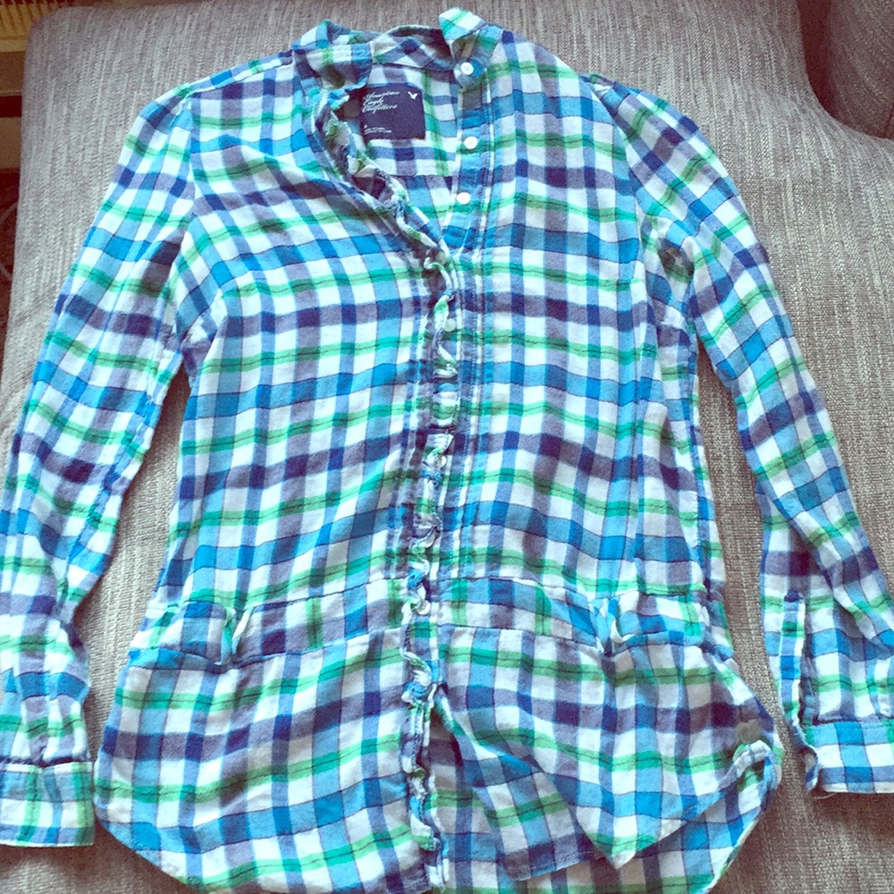 Flannel button down top